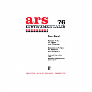 Franz Danzi: Konsert F-dur för fagott och orkester i gruppen Noter & böcker / Fagott / Klassiska noter hos musikskolan.se (BHS12650)