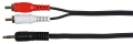Audiokabel AMP 1x minitele - 2x RCA Längd 3 meter